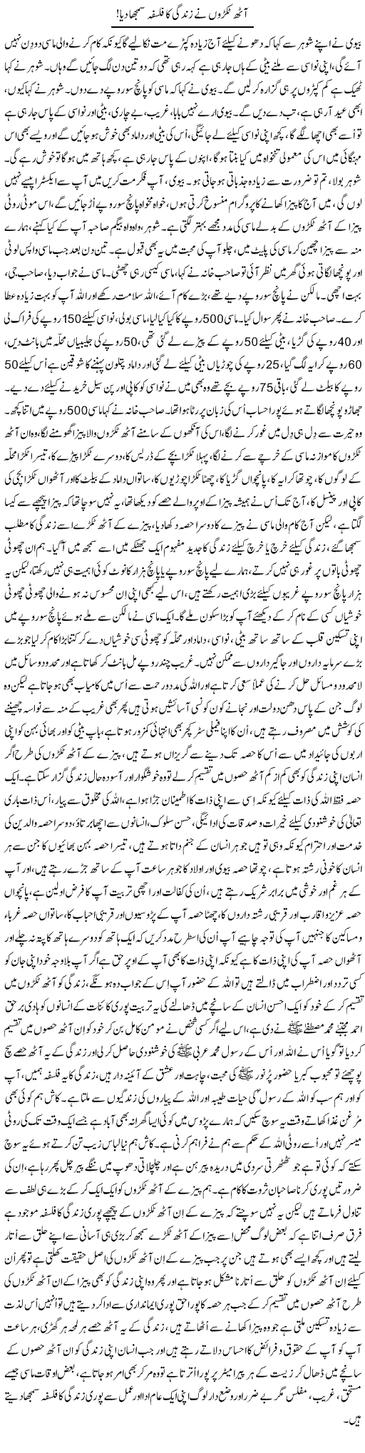 Aath Tukron Ne Zindagi Ka Falsafa Samjha Diya | Nayyar Sarhadi | Daily Urdu Columns