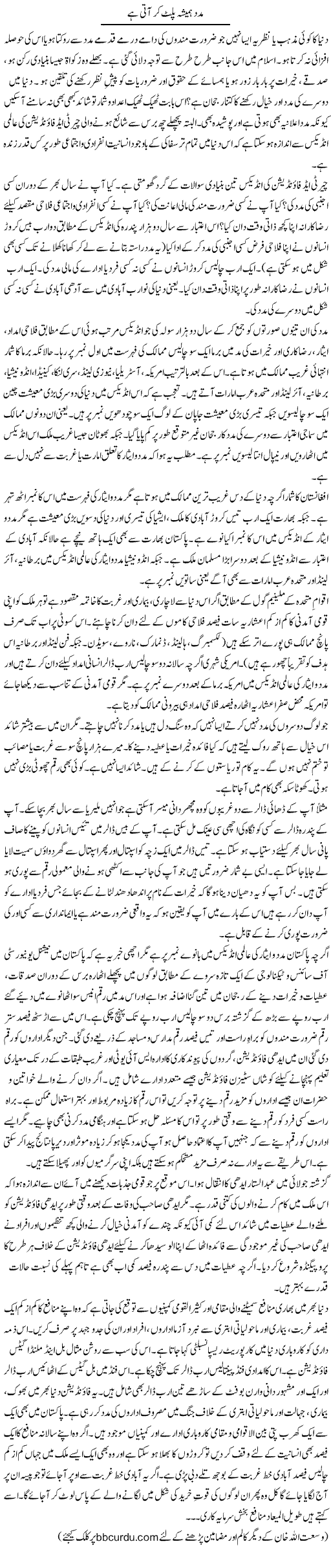 Madad Hamesha Palat Kar Aati Hai | Wusat Ullah Khan | Daily Urdu Columns