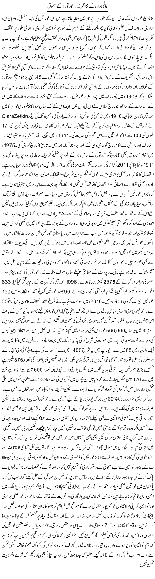 Aalmi Din Ke Tanazur Mein Aurton Ke Haqooq | Aima Mehmood | Daily Urdu Columns