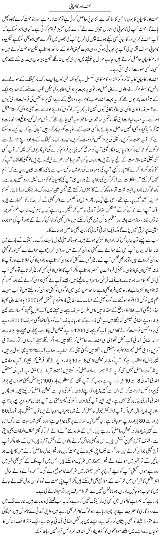Mehnat Aur Kamyabi | Shayan Tamseel | Daily Urdu Columns