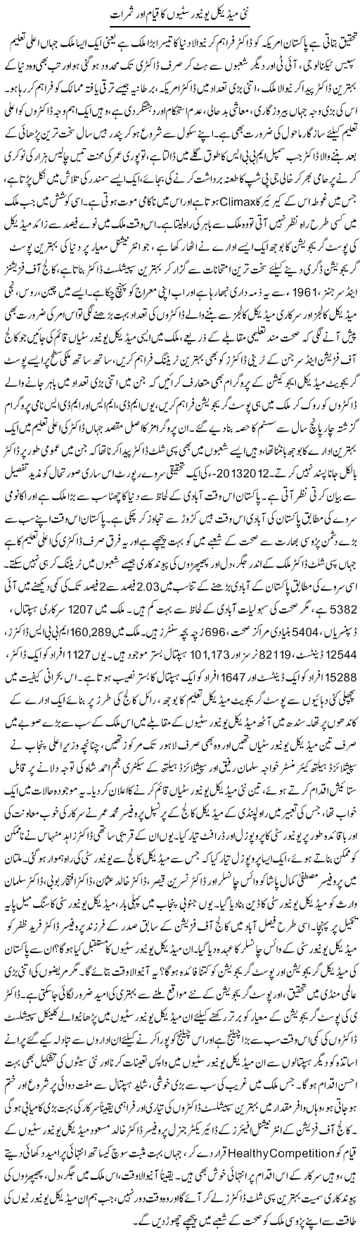 Nai Medical Universition Ka Qiyam Aur Samrat | Dr. Afaan Qaiser | Daily Urdu Columns