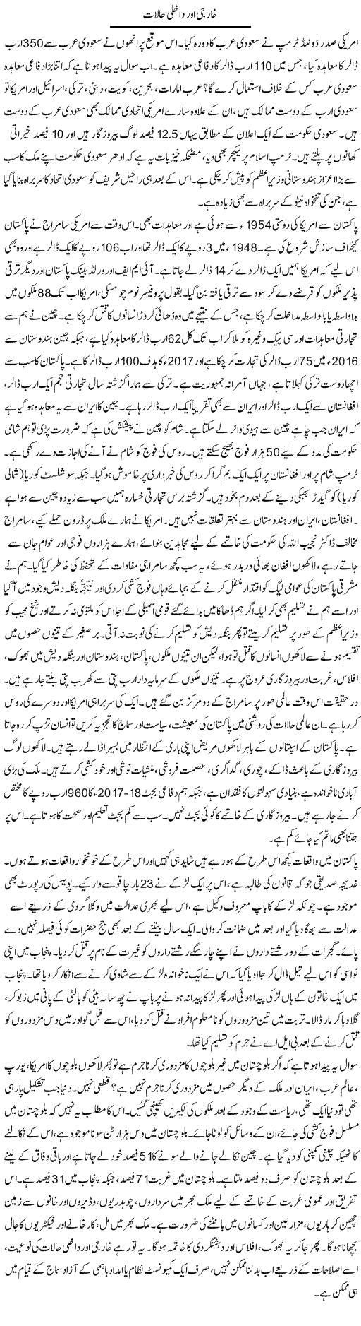 Kharji Aur Dakhli Halaat | Zubair Rehman | Daily Urdu Columns