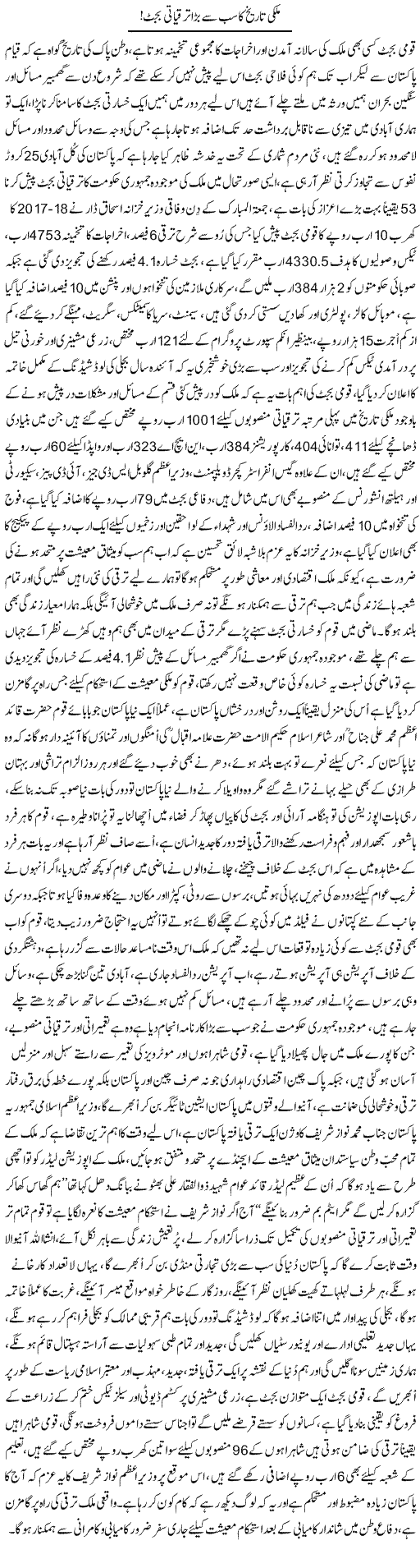 Mulki Tareekh Ka Sab Se Bara Taraqiati Budget | Nayyar Sarhadi | Daily Urdu Columns