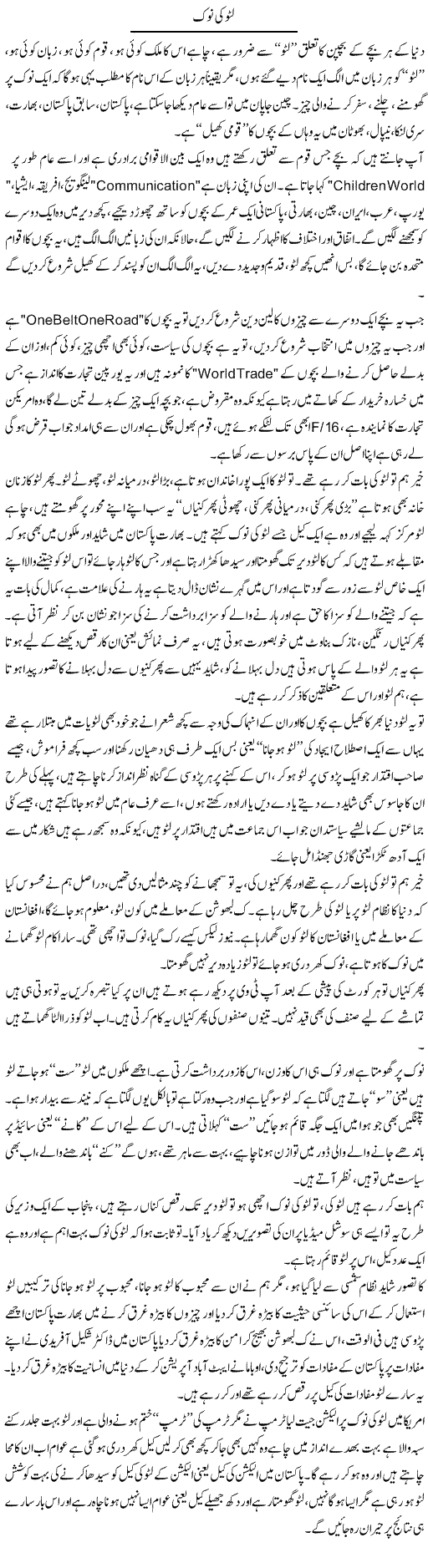 Lattu Ki Noke | Syed Noor Azhar Jaffri | Daily Urdu Columns