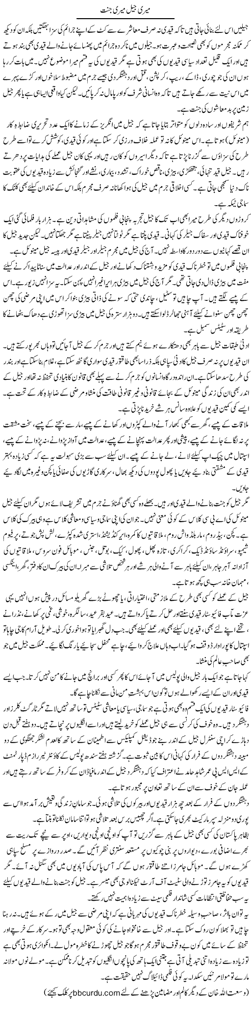 Meri Jail Meri Jannat | Wusat Ullah Khan | Daily Urdu Columns