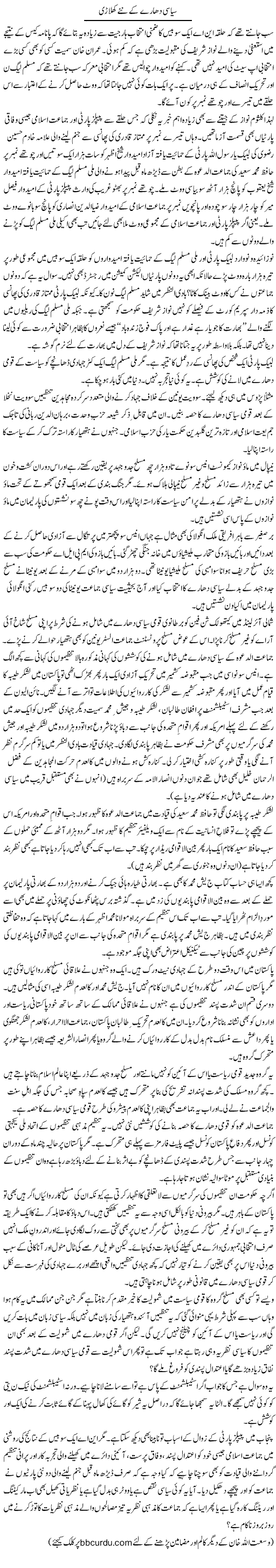 Siasi Dhaaray Ke Nae Khilari | Wusat Ullah Khan | Daily Urdu Columns