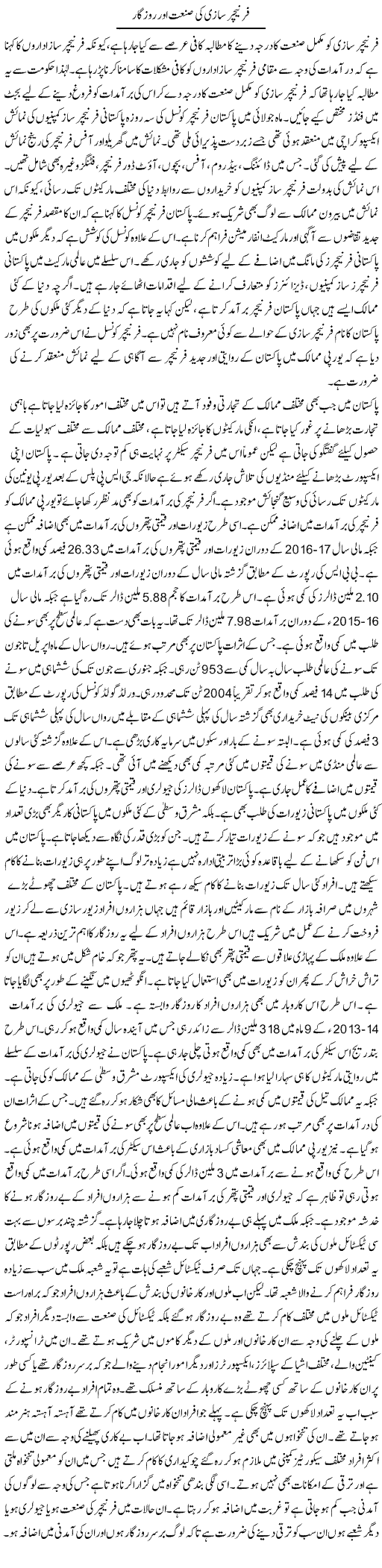 Furniture Saazi Ki Sanaat Aur Rozgaar | M.I Khalil | Daily Urdu Columns