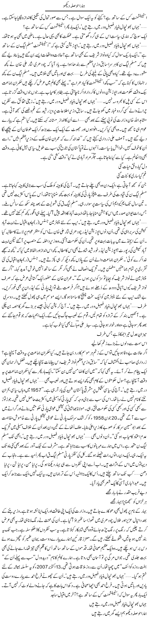 Hamara Hosla Dekho | Ejaz Hafeez Khan | Daily Urdu Columns