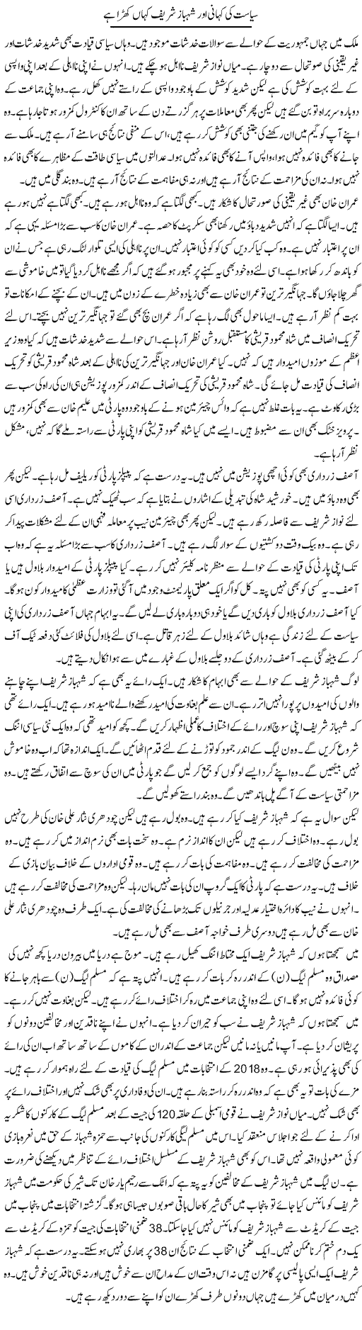 Siasat Ki Kahani Aur Shahbaz Shareef Kahan Khara Hai | Muzamal Suharwardy | Daily Urdu Columns