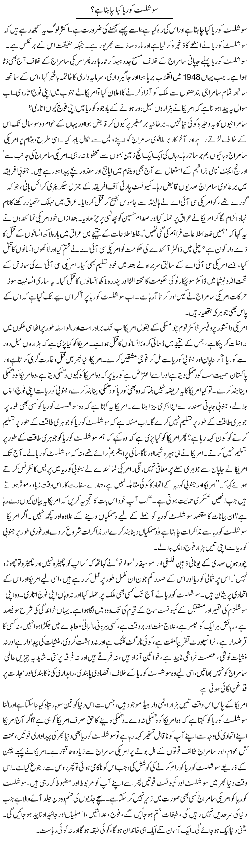 Socialist Korea Kya Chahta Hai? | Zubair Rehman | Daily Urdu Columns