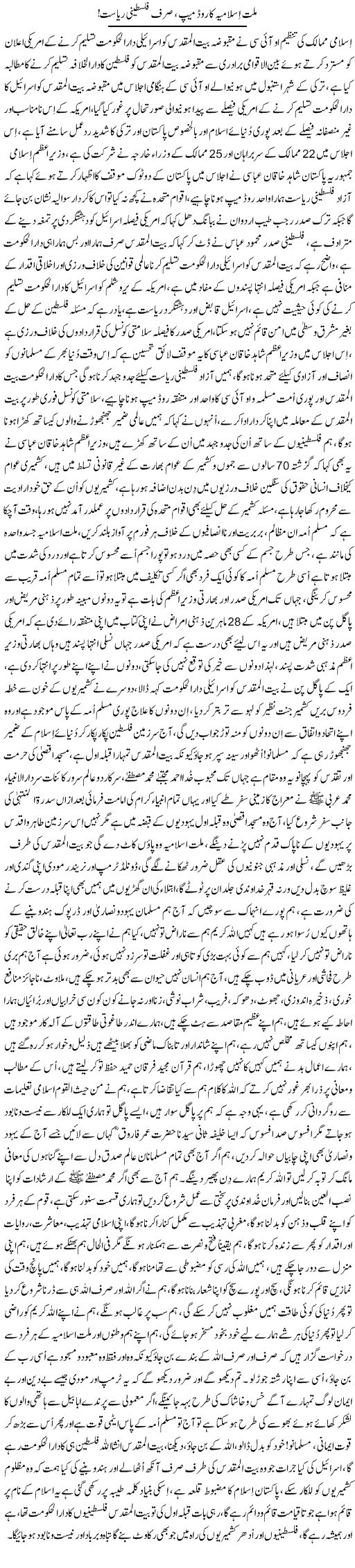 Millat Islamia Ka Road Map, Sirf Falasteeni Riyasat Nayyar Sarhadi