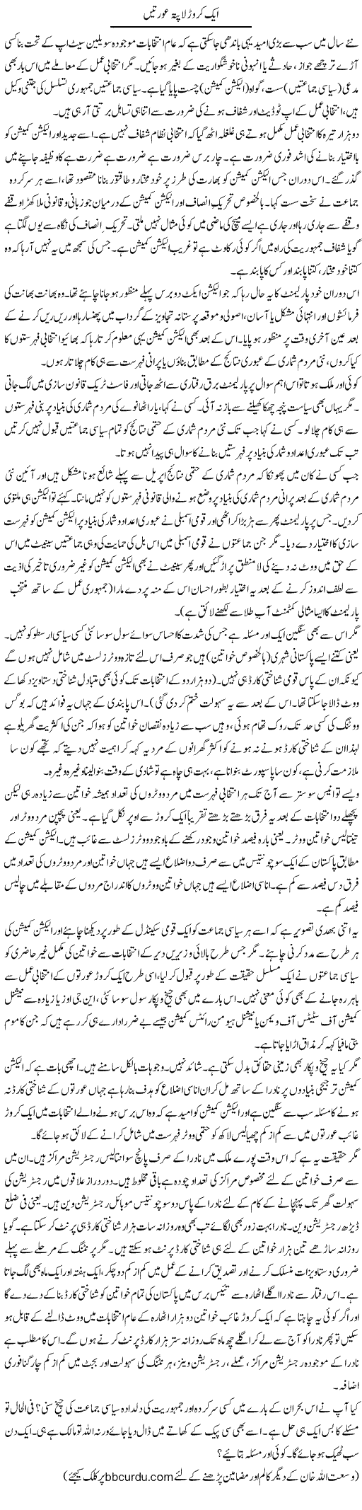 Aik Crore La Pata Aurtain | Wusat Ullah Khan | Daily Urdu Columns