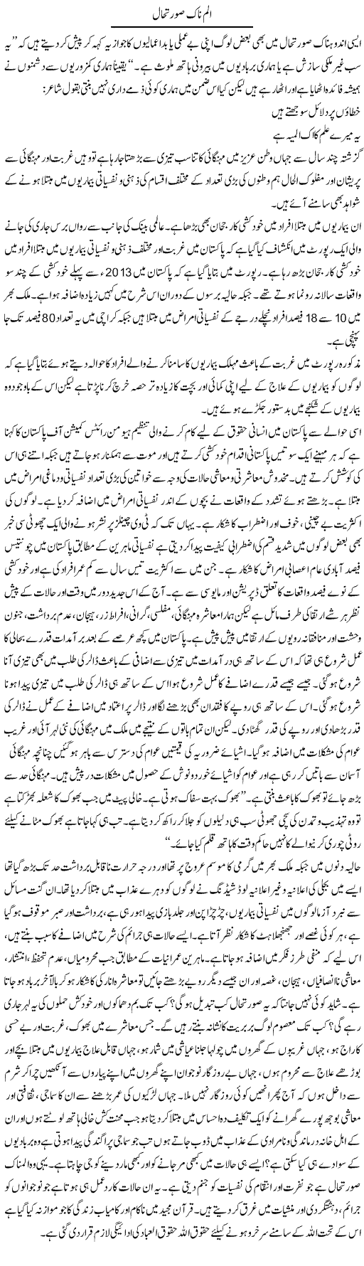 Alamnaak Surat e Haal | Shaheen Rehman | Daily Urdu Columns