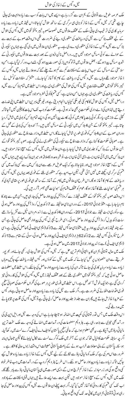 Tail O Gas Ke Zakhair Ki Talash | M.I Khalil | Daily Urdu Columns