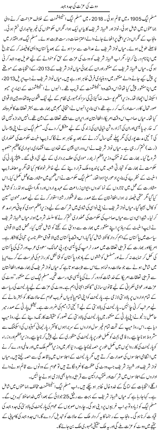 Vote Ki Izzat Ki Jad-O-Jehad | Tausif Ahmad Khan | Daily Urdu Columns