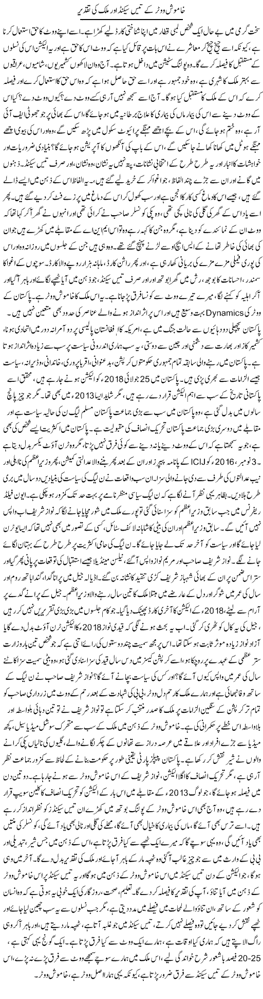 Khamosh Voter Ke Tees Second Aur Mulk Ki Taqdeer | Dr. Afaan Qaiser | Daily Urdu Columns