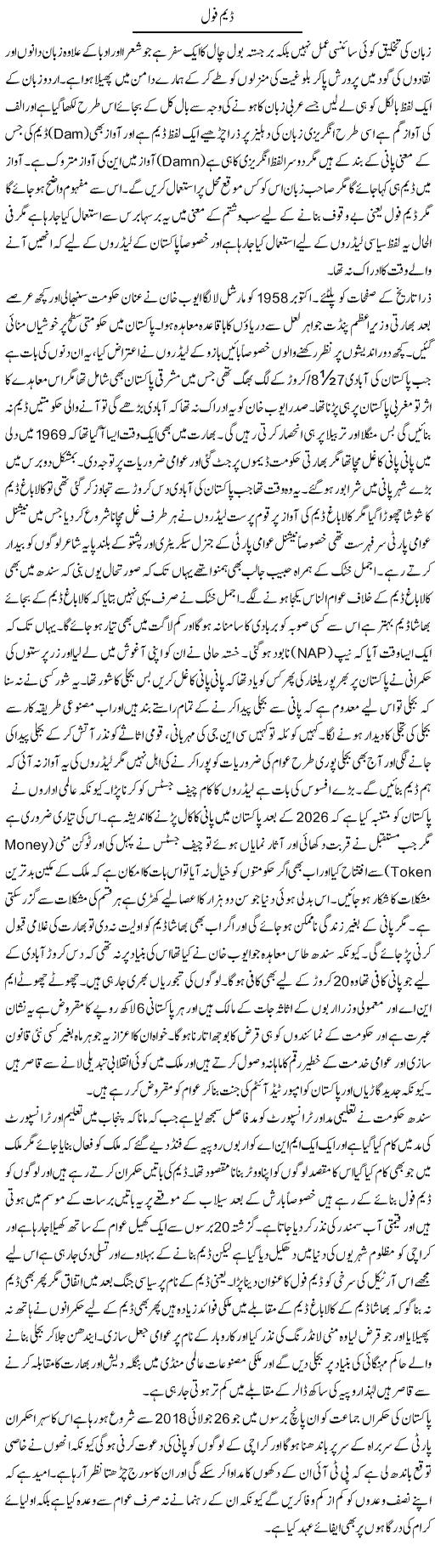 Dam Fool | Anees Baqar | Daily Urdu Columns