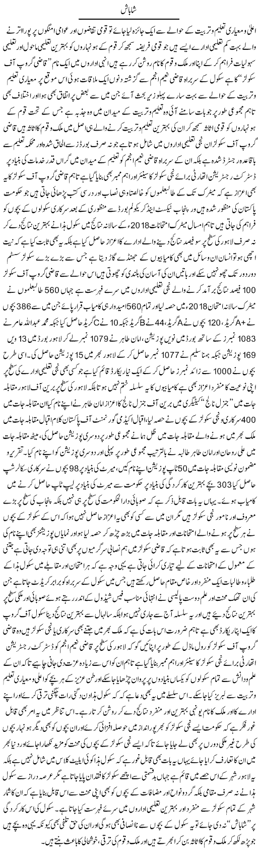 Shabash | Yousaf Abbasi | Daily Urdu Columns
