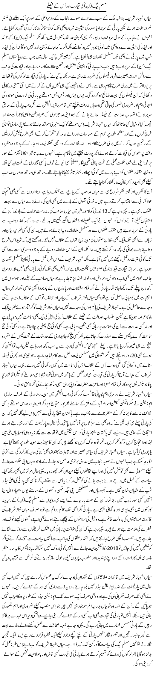 Muslim League (N) Ki Qayadat Aur Us Ke Faislay | Dr. Mansoor Noorani | Daily Urdu Columns