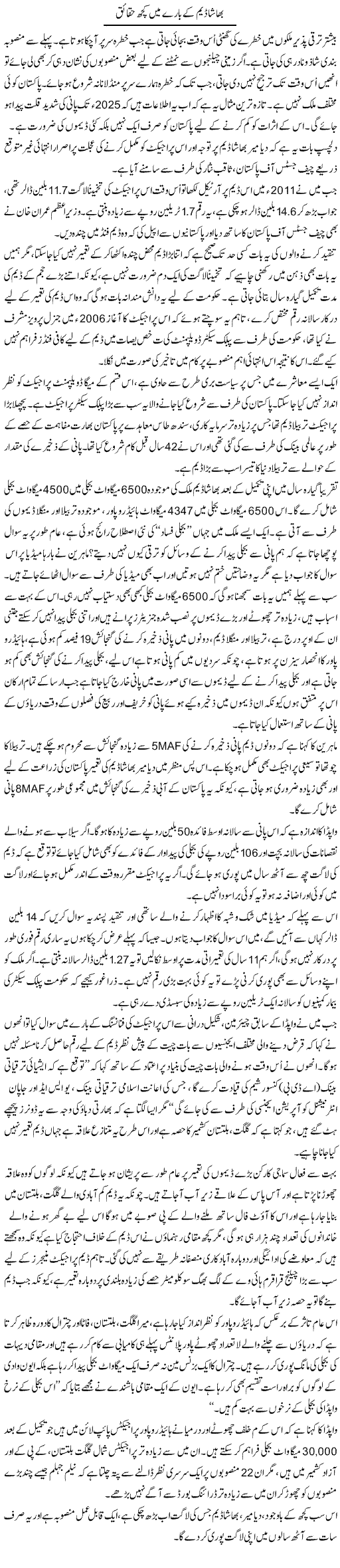 Bhasha Dam Ke Bare Mein Kuch Haqaiq | Babar Ayaz | Daily Urdu Columns