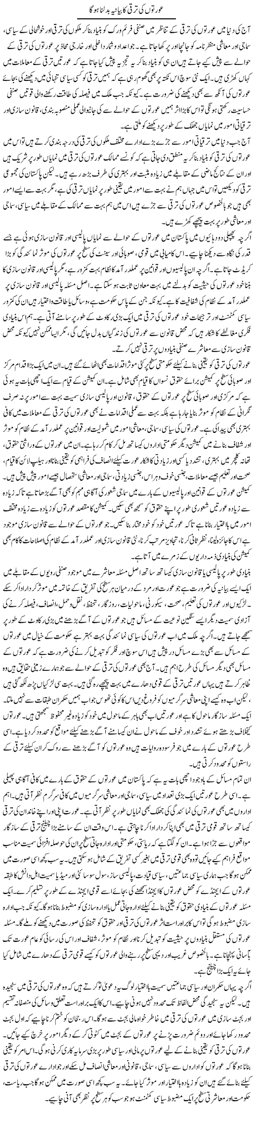 Aurton Ki Taraqqi Ka Bayaniya Badalna Hoga | Salman Abid | Daily Urdu Columns