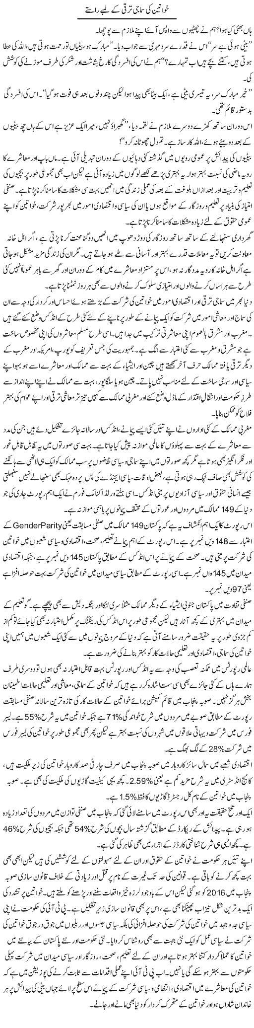 Khawateen Ki Samaji Taraqqi Ke Lambay Rastay | Khalid Mehmood Rasool | Daily Urdu Columns
