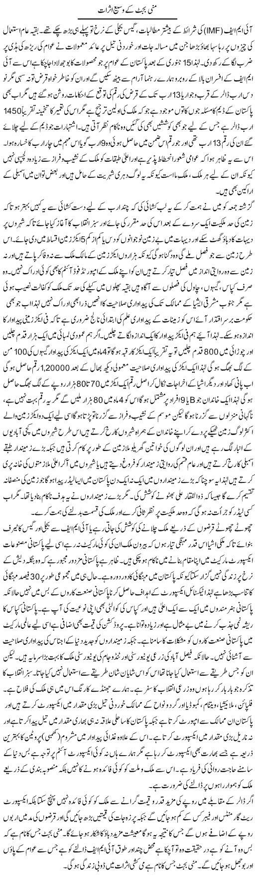 Mini Budget Ke Wasee Asraat | Anees Baqar | Daily Urdu Columns
