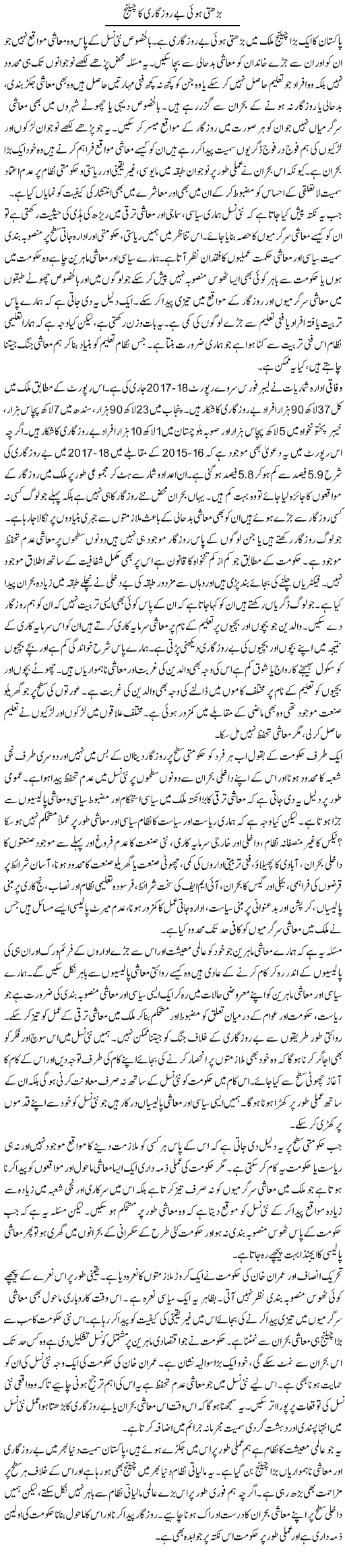 Barhti Hui Berozgari Ka Challenge | Salman Abid | Daily Urdu Columns