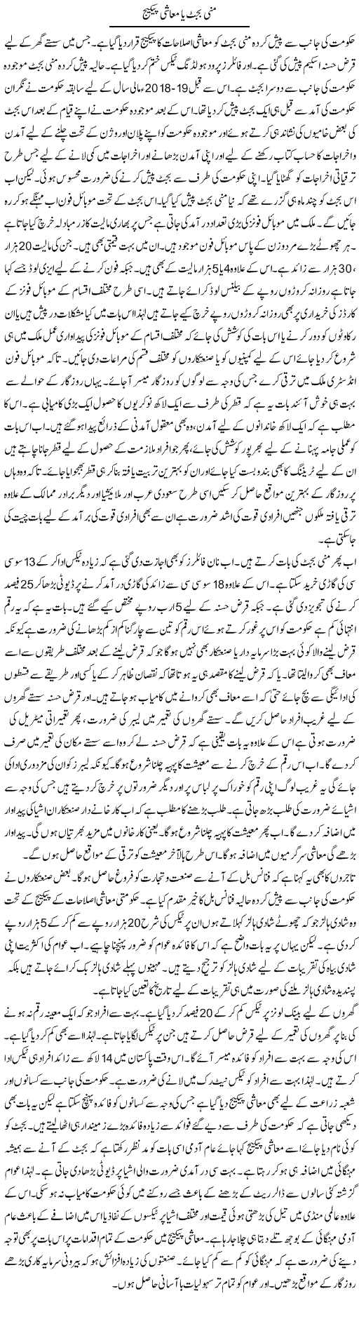 Mini Budget Ya Muashi Package | M.I Khalil | Daily Urdu Columns