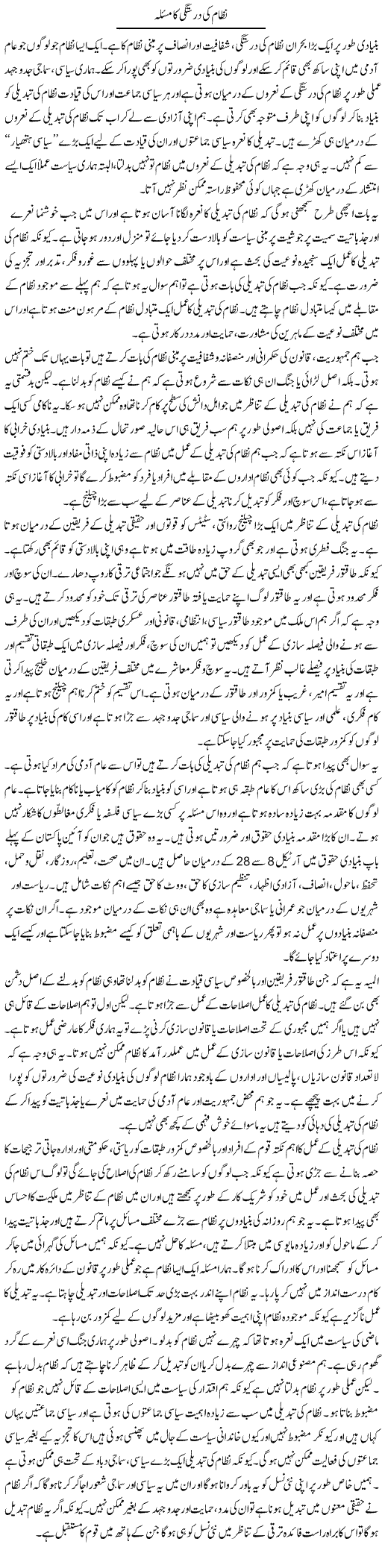 Nizam Ki Durusti Ka Masla | Salman Abid | Daily Urdu Columns