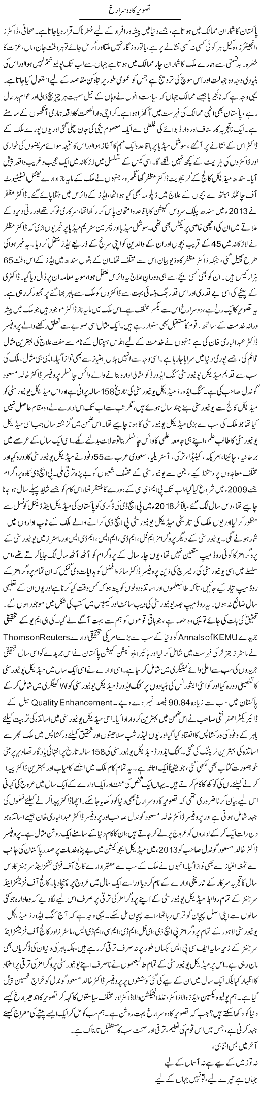 Tasweer Ka Dosra Rukh | Dr. Afaan Qaiser | Daily Urdu Columns