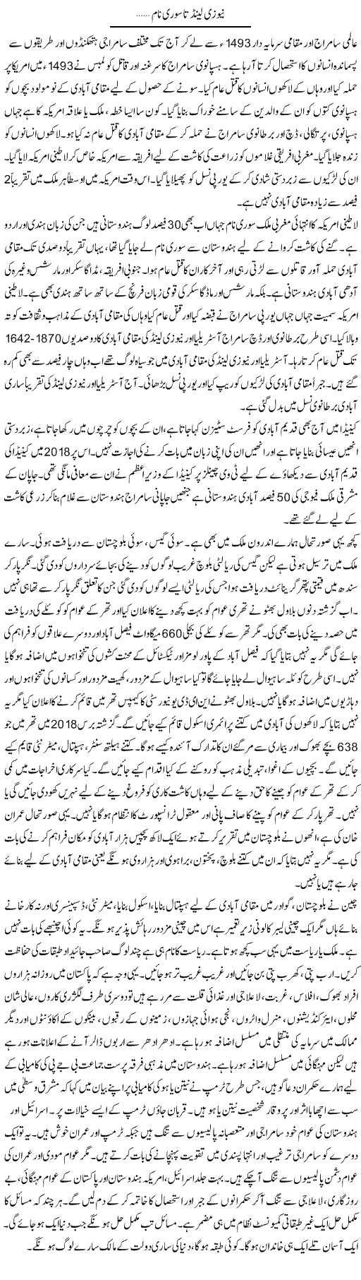 New Zealand Ta Suriname | Zubair Rehman | Daily Urdu Columns