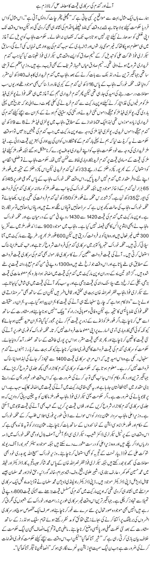 Aattay Aur Gandum Ki Sarkari Qeemat Ka Mamla Hal Karna Lazim Hai | Rizwan Asif | Daily Urdu Columns