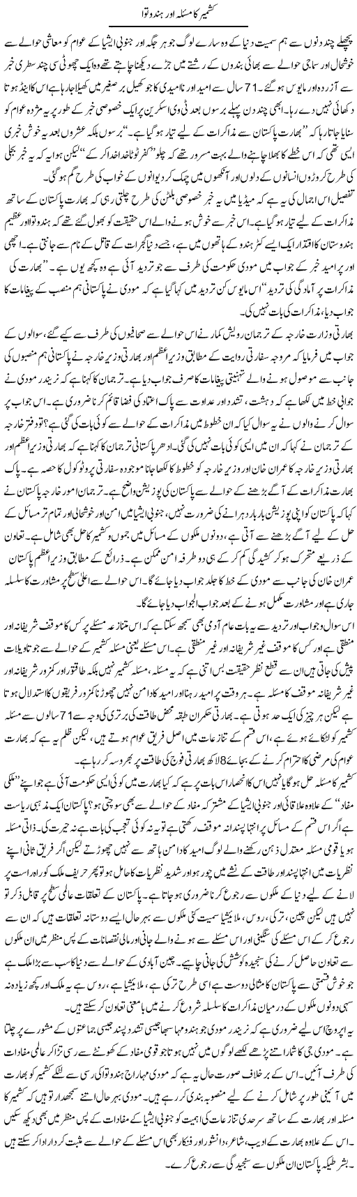 Kashmir Ka Masla Aur Hindotwa | Zahir Akhter Bedi | Daily Urdu Columns