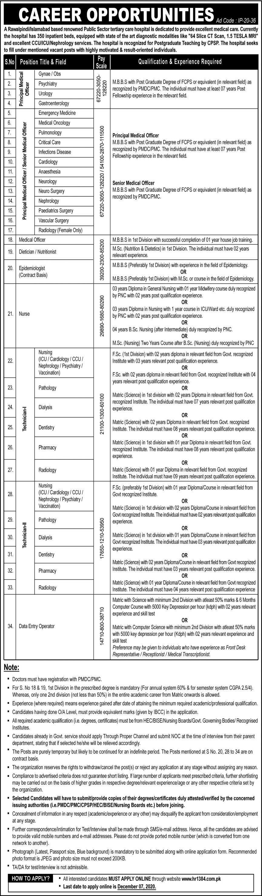 KRL Hospital Jobs November 2020| HR1384| Apply Online| Application Form